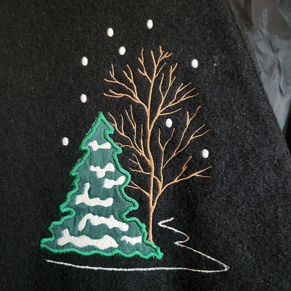 Womens L Karen Scott Black Embroidered Applique Cabincore Cottagecore Vest - Picture 4 of 8